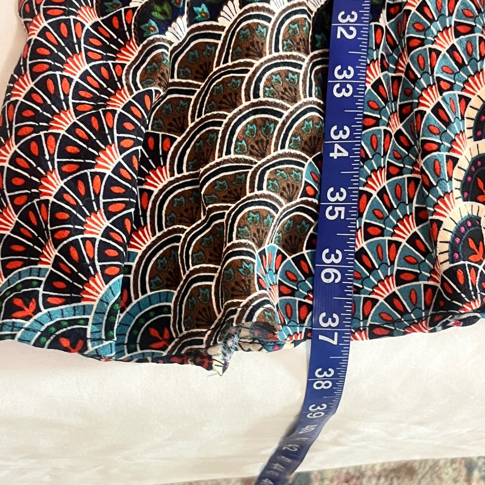 Maeve Anthropologie Monaco Fan Print XL V-Neck Long Sleeve Dress Empire Midi - Picture 6 of 12